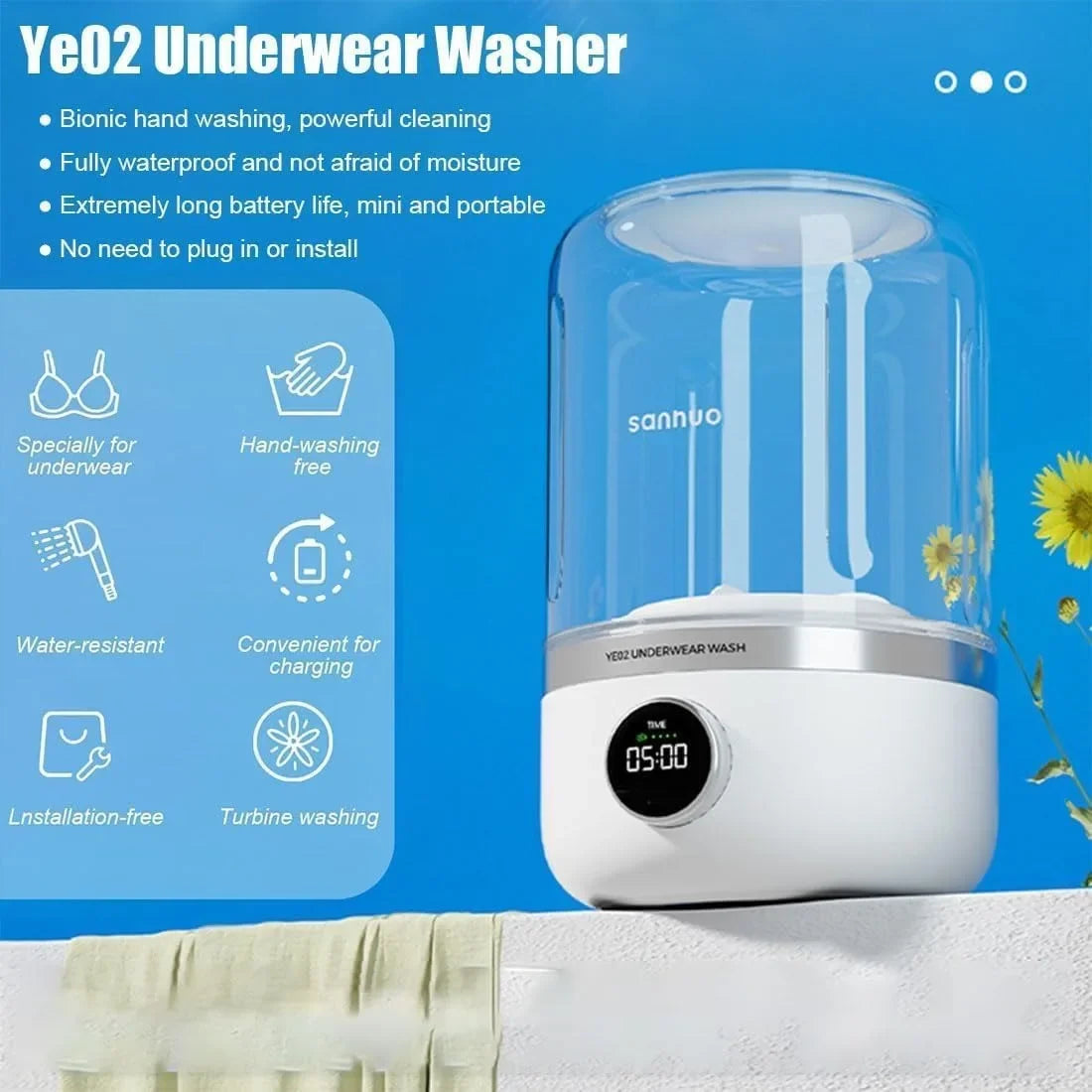 1L Mini Rechargeable Washing Machine