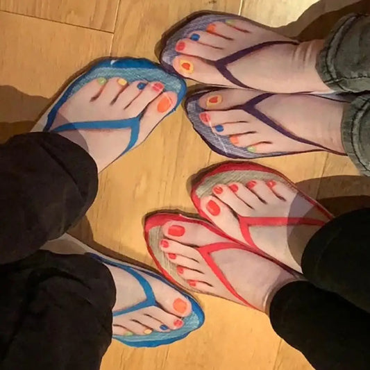 1 Pair 3D Printing Pattern Flip Flop Socks